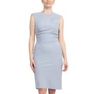 NEW ALBERTO MAKALI sleeveless bodycon solid stretch crepe dress in baby blue